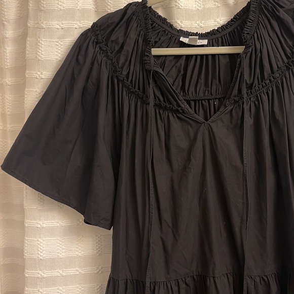 TOPSHOP Black Poplin Dress Puff Sleeve US8 - Picture 2 of 4